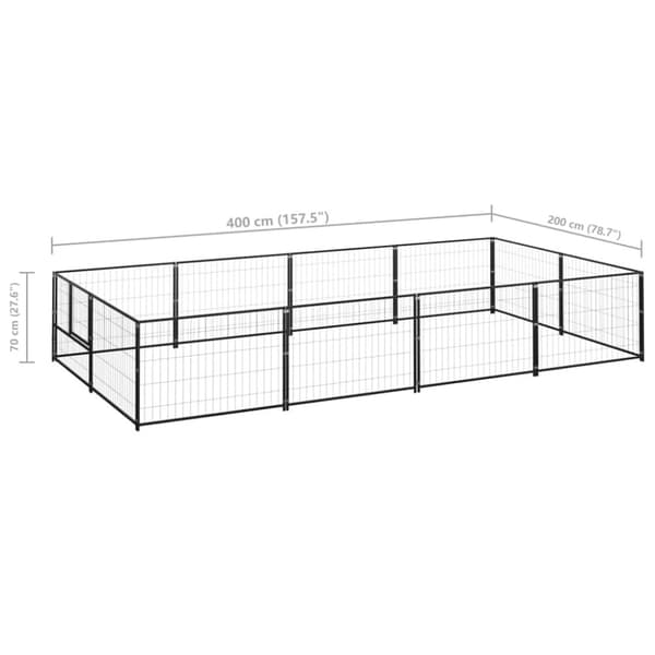 Hundgård svart 8 m² stål