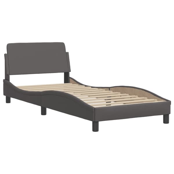 Bed Frame with LED without Mattress "Hvar" Grey 90x190 cm