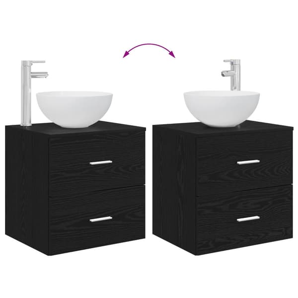 Badrumsmöbelset 2 pcs Svart ek Konstruerat trä