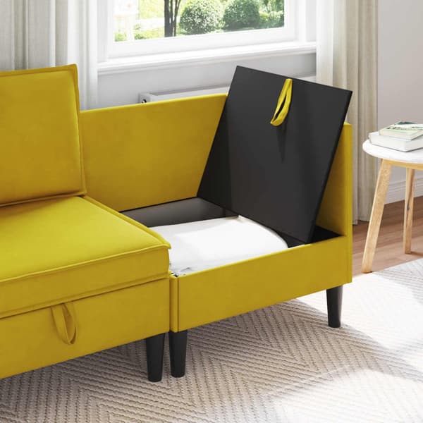 Soffa med förvaring Gul Sammet