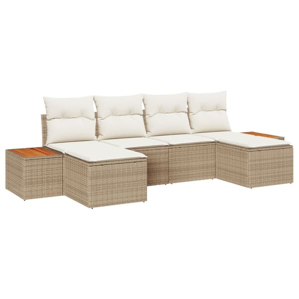 Trädgårdsoffset 6 st Beige konstrotting