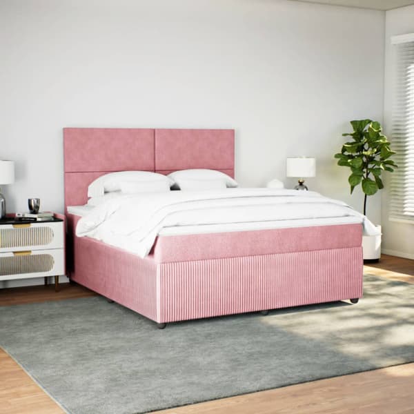Ramsäng med madrass rosa 180x200 cm sammet
