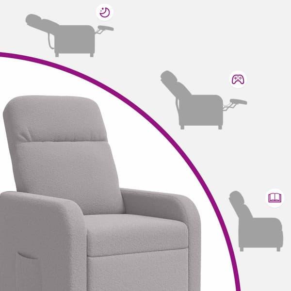 Recliner Ljusgrå Bouclé