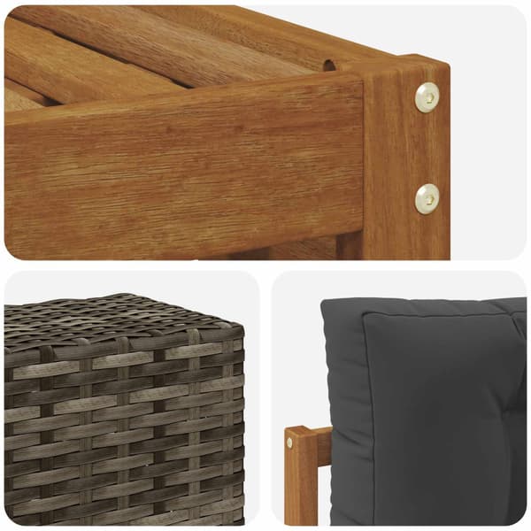 Utomhussoffset med kudde 7 pcs Naturlig och Antracit Polyester