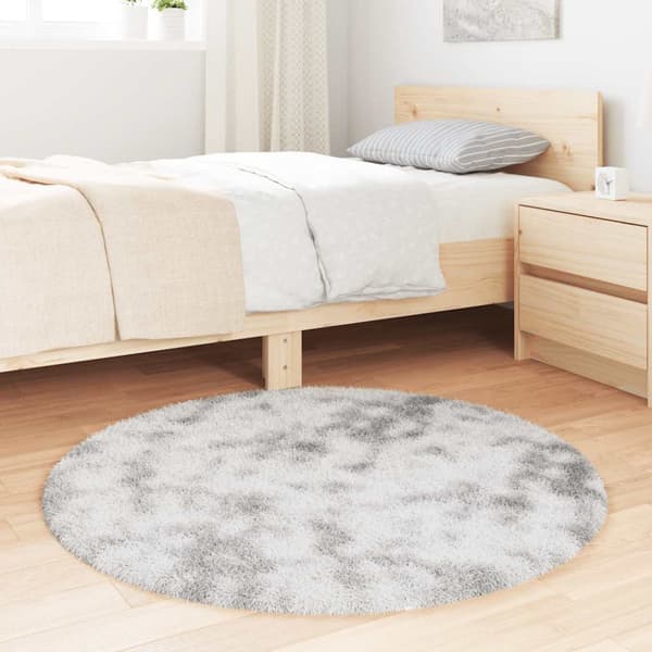 Ryamatta med lång lugg NAVARRA ljusgrå 100x100 cm polyester