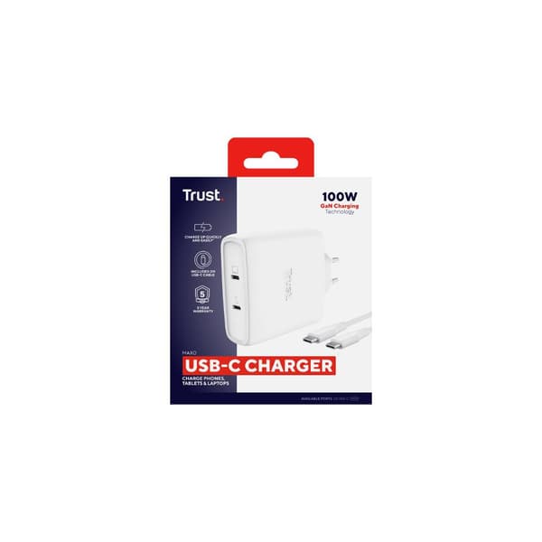 Laddare TRUST Maxo 100W USB-C vit