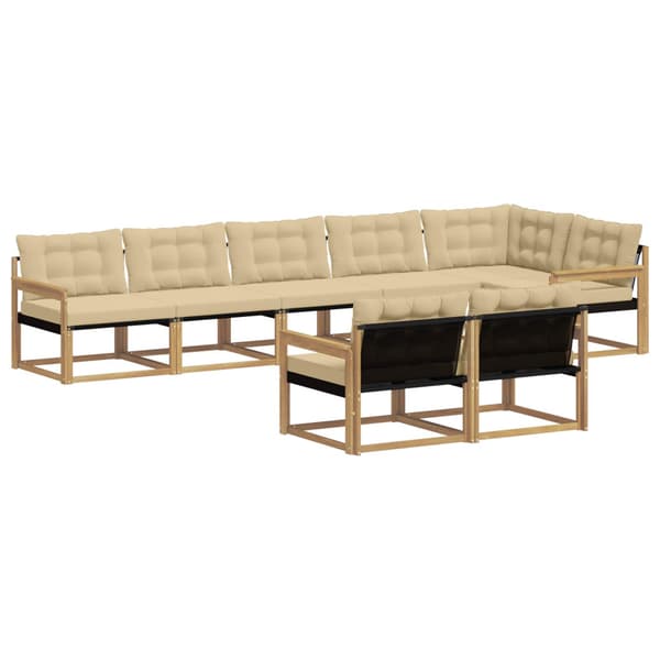 Utomhussoffset med kudde 8 pcs Vit och Beige