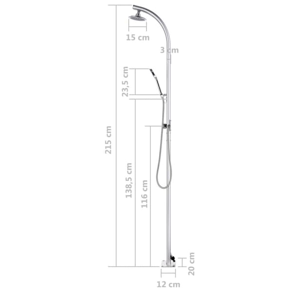 Trädgårdsdusch 215 cm aluminium
