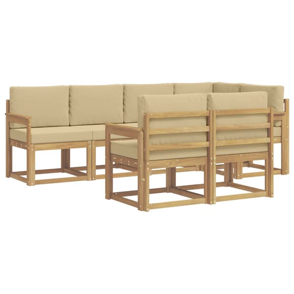 Utomhussoffset med kudde 7 pcs Vit och Beige Polyester