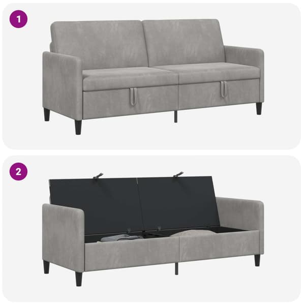 Soffa med förvaring Ljusgrå 192 x 78 x 87 cm Polyester