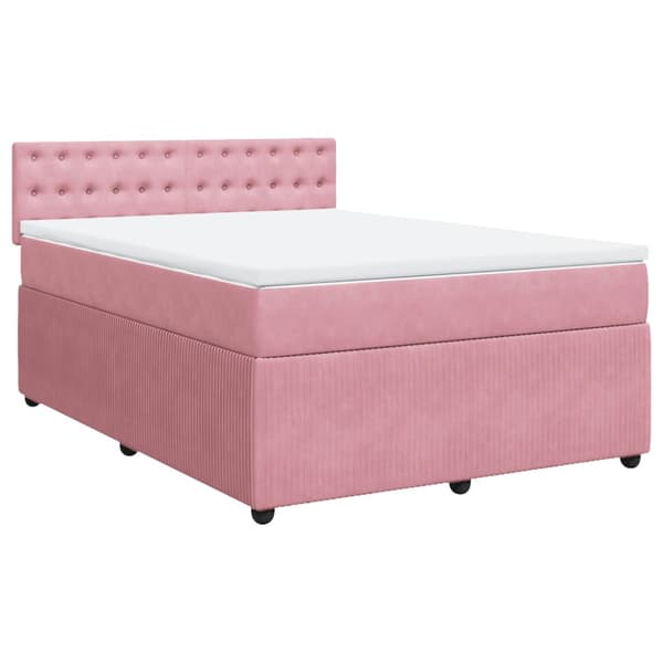 Ramsäng med madrass rosa 140x190 cm sammet