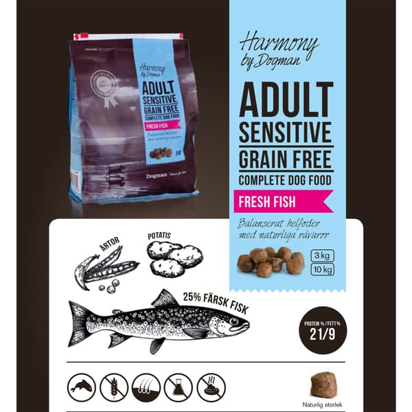 Adult Sensitive spannmålsfritt hundfoder 3kg
