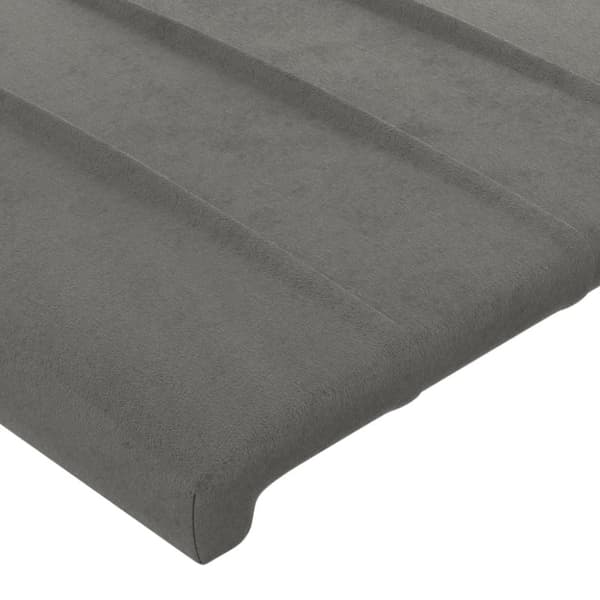 Sänggavel LED ljusgrå 144x5x118/128 cm sammet