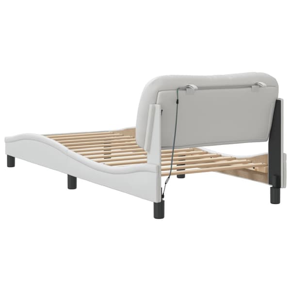 Bed Frame with LED without Mattress "Hvar" White 90x190 cm