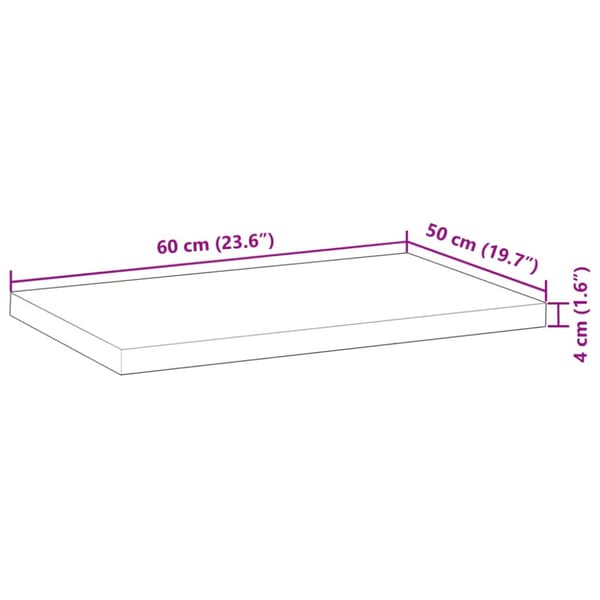 Bordsskiva rektangulär 60x50x4 cm massivt akaciaträ