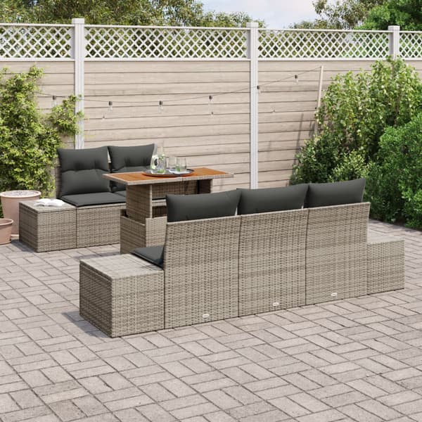 Trädgårdsoffset med lagring 6 pcs Grå Poly rattan