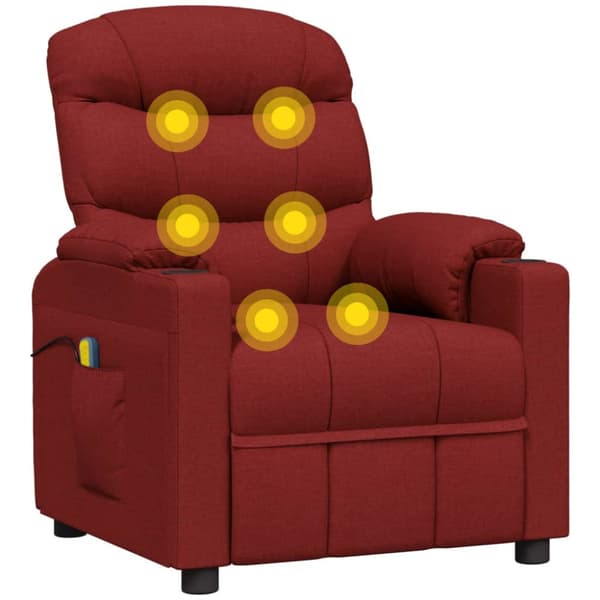 Elektrisk massagefåtölj vinröd tyg