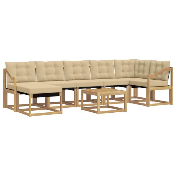 Utomhussoffset med kudde 8 pcs Vit och Beige