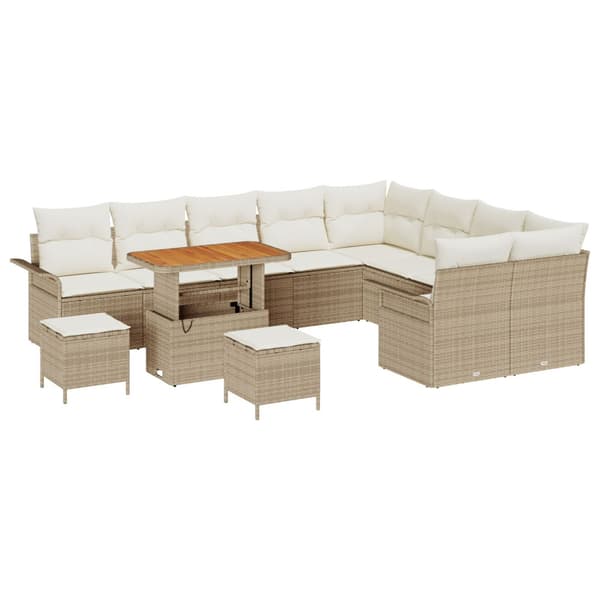 Trädgårdsoffset med kudde 12 pcs Beige och gräddfärgad