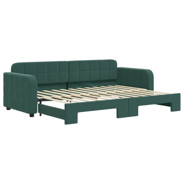 Dagbädd utdragbar mörkgrön 80x200 cm sammet