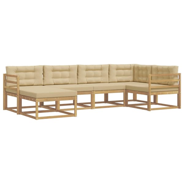 Utomhussoffset med kudde 5 pcs Vit och Beige Polyester