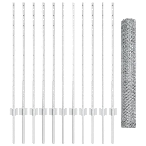 Stängsel med stolpe Silver 1 x 25 m Stål