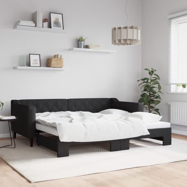Dagbädd utdragbar svart 90x190 cm tyg
