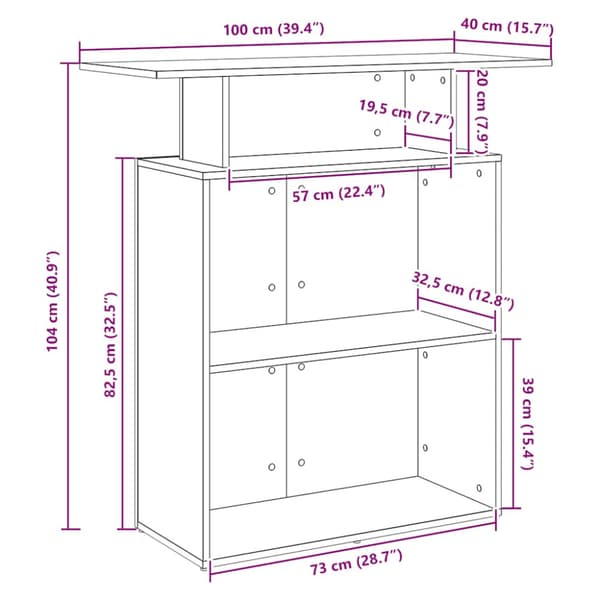 Receptionsdisk grå sonoma 100x40x104 cm konstruerat trä
