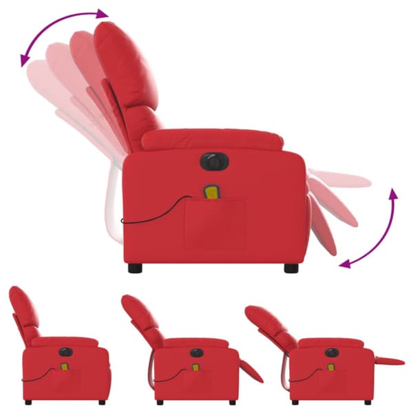 Elektrisk massagefåtölj röd konstläder