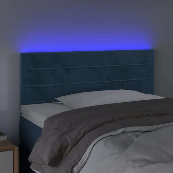 Sänggavel LED mörkblå 90x5x78/88 cm sammet