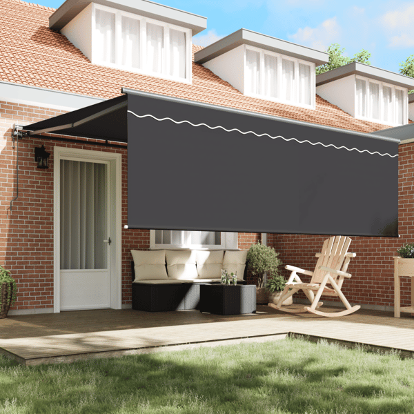 Utfällbar markis Antracit 400 × 300 cm Polyester och aluminium