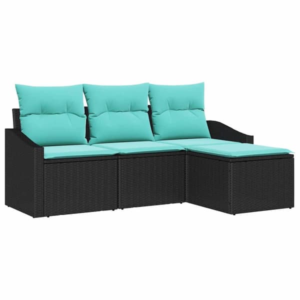 Soffset med kudde 4 pcs Svart konstrotting