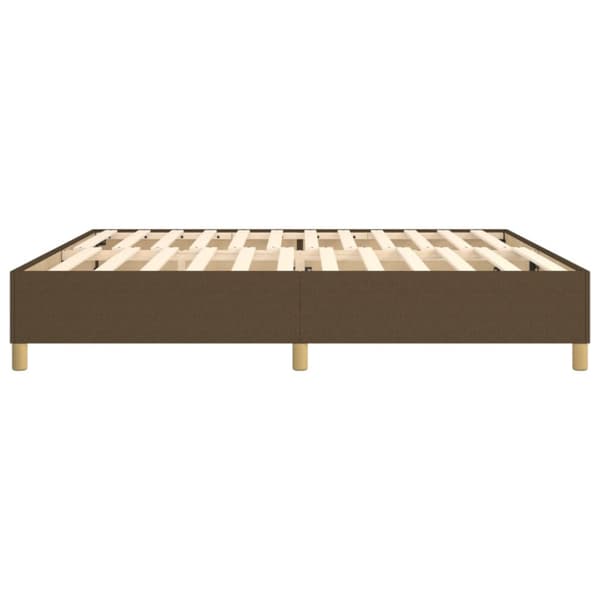 Boxspring-sängram mörkbrun 200x200 cm tyg