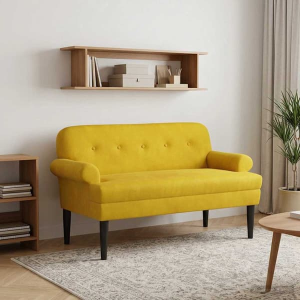 Loveseat med knapprapport Gul 120 x 66 x 78 cm Sammet