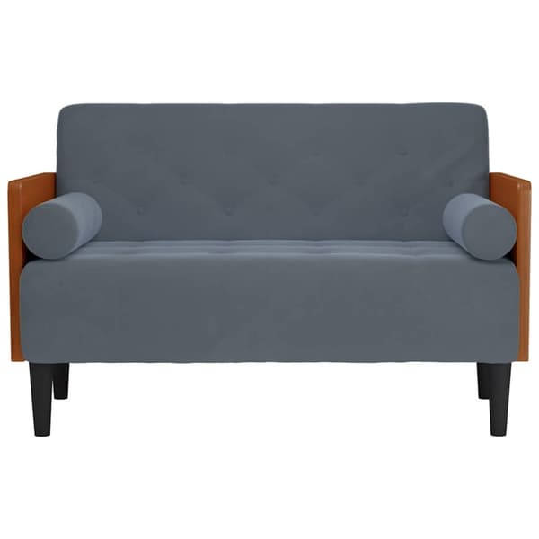 Loveseat soffa med dynor mörkgrå 110 cm sammet