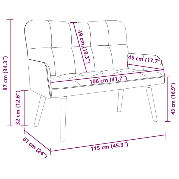 Tvåsitssoffa Rosa 115 x 61 x 87 cm Sammet