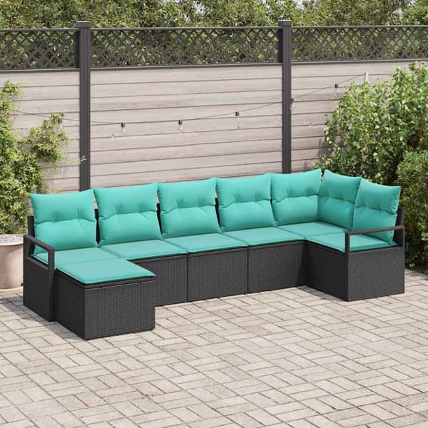 Soffset med kudde 7 pcs Svart konstrotting