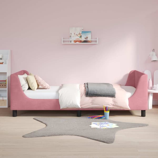 Barnsängram med sänggavel Rosa 90 x 190 cm Sammet