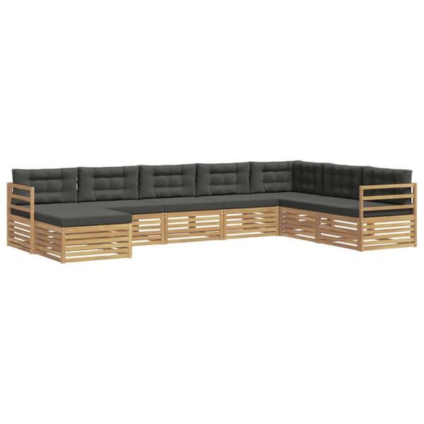 Utomhussoffset med kudde 8 pcs Vit och antracit Polyester