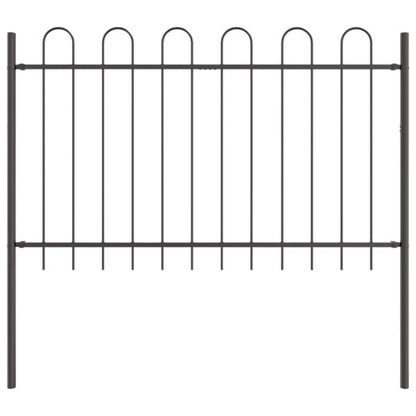 Trädgårdsstängsel 3 pcs Grå 5,1 x 0,8 m Pulverlackerad stål