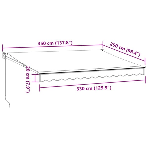 Markis manuellt infällbar 350x250 cm brun
