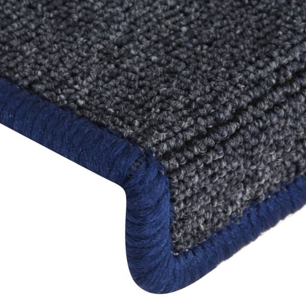 Trappmattor 15 st 65x21x4 cm mörkgrå och blå rektangulär kant