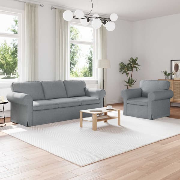 Soffset 2 pcs Ljusgrå 215 x 82 x 80 cm tyg