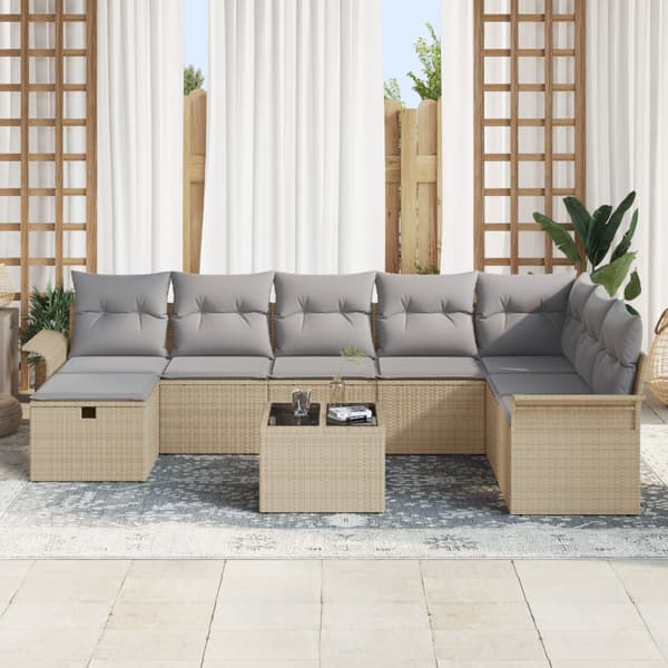 Trädgårdsoffset 9 st Poly rattan