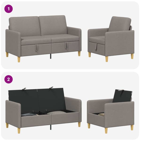 Soffgrupp med förvaring 2 pcs Taupe Polyester