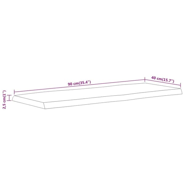 Bordsskiva 90x40x2,5 cm rektangulär massiv akacia rustik kant