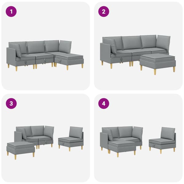 Modulsoffor med förvaring 4 pcs Ljusgrå Tyg