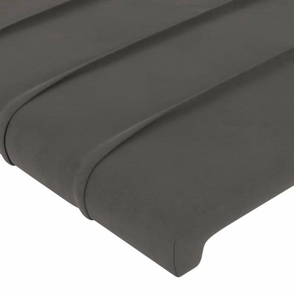Sänggavel LED mörkgrå 147x16x118/128 cm sammet