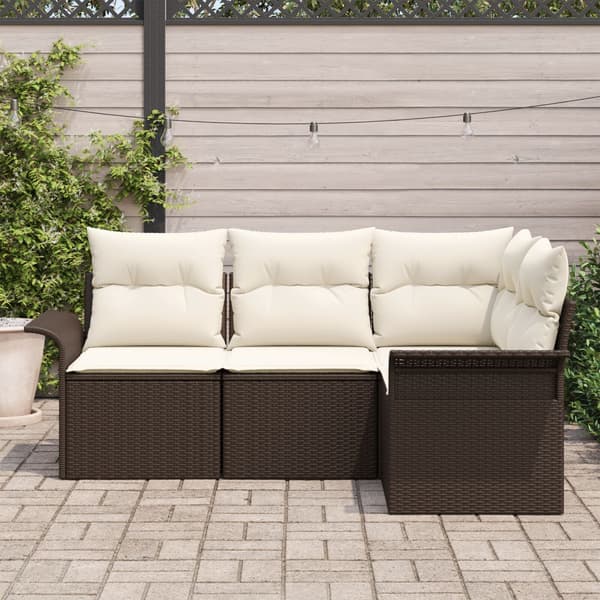 Trädgårdsoffset med kudde 4 pcs Brun konstrotting