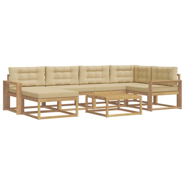 Utomhussoffset 7 pcs Vit och Beige